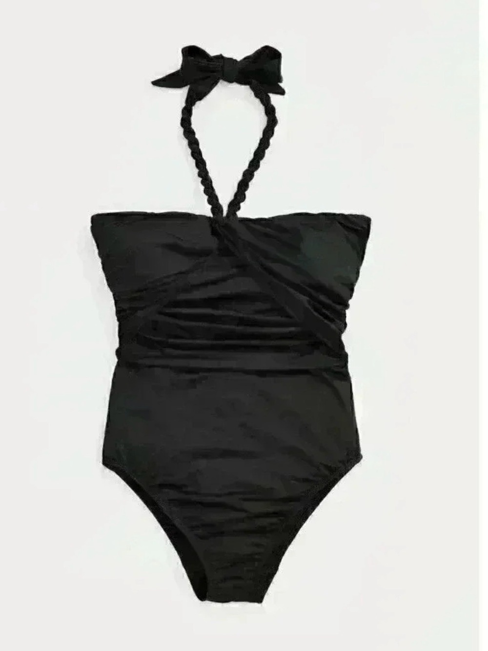 Lauren Ralph Lauren Black Braided Halter One-Piece Swimsuit